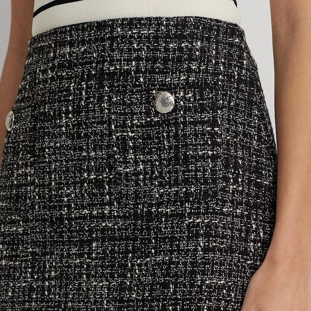 Lauren Ralph Lauren Women’s Black and White Bouclé Pencil Miniskirt, Size 18W - Picture 2 of 16
